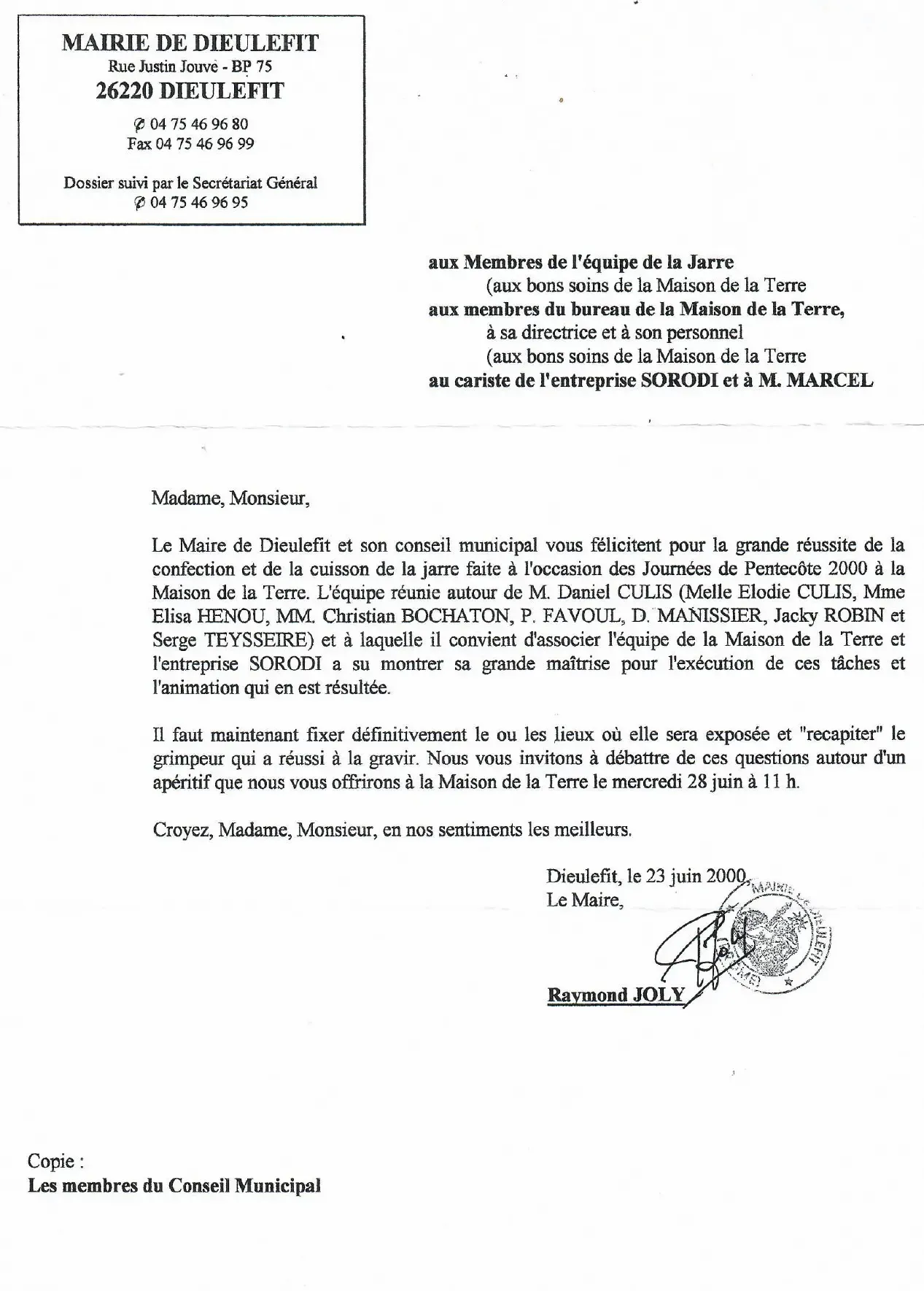 2000 Courrier Mairie Dieulefit 20